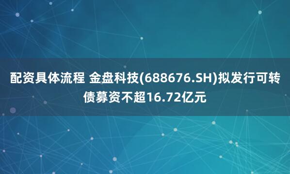 配资具体流程 金盘科技(688676.SH)拟发行可转债募资不超16.72亿元